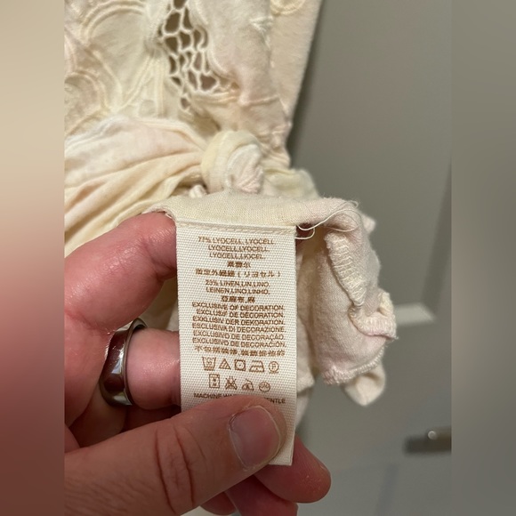 Free People Embroidered Lace Tie-Front Top Sz M - Picture 5 of 8